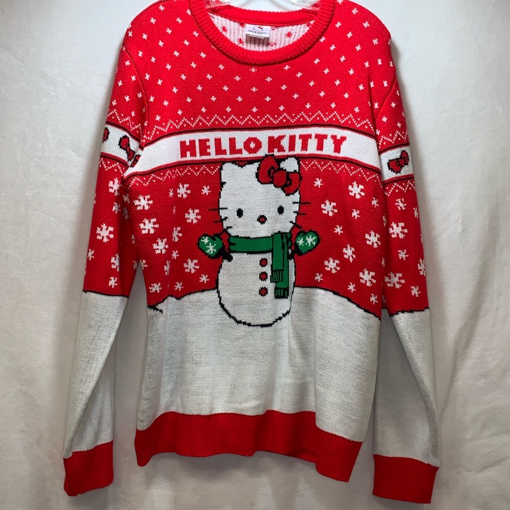 Hello Kitty Snowman Christmas Holiday Party Red/White Sanrio Mens Large *NEW*